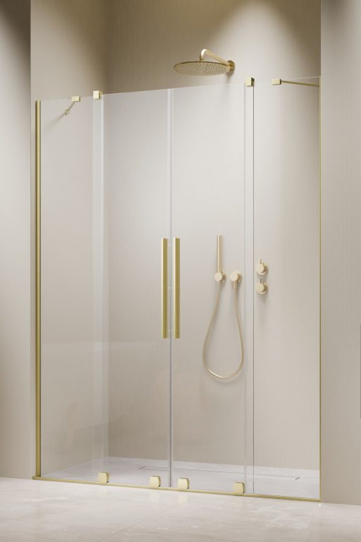 душевая дверь radaway furo brushed light gold dwd 130x200 стекла прозрачные, профиль брашированное светлое золото