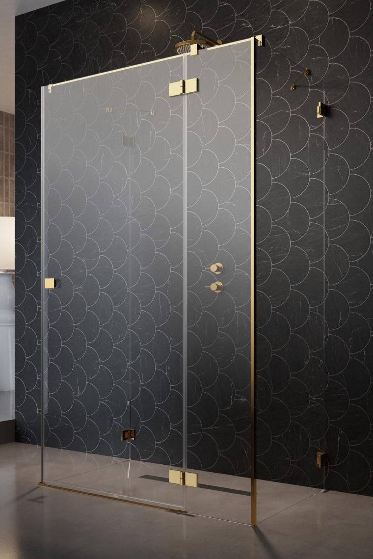 душевой уголок radaway essenza pro gold kdj+s 90x75 стекла прозрачные, профиль золото