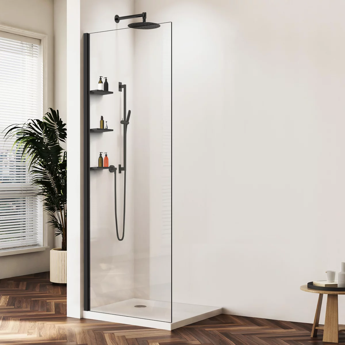 душевой уголок vincea walk-in vsw-1hws800clb 80x200 стекло прозрачное / профиль черный матовый