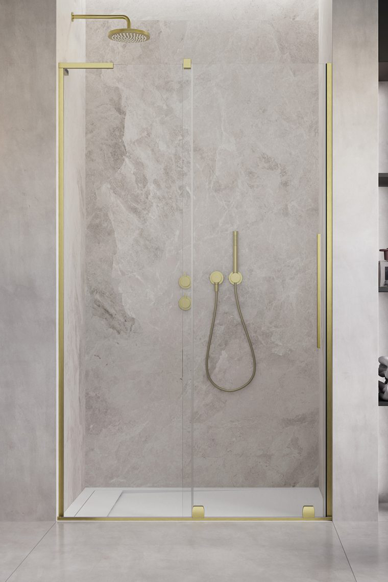душевая дверь radaway furo sl brushed gold dwj 100x200 прозрачное стекло / профиль брашированное золото (левая)