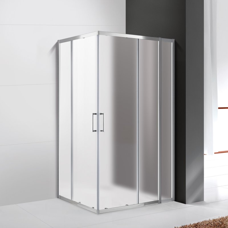 душевой уголок cezares molveno-ah-21-100+20-p-cr 120x100 стекла матовые, профиль хром