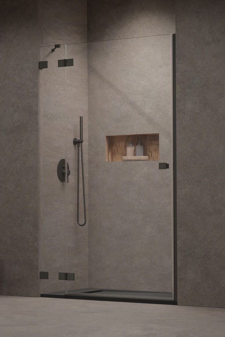 душевая дверь radaway essenza pro 8 brushed gunmetal dwj 80x200 левый, стекла прозрачные, профиль брашированная оружейная сталь
