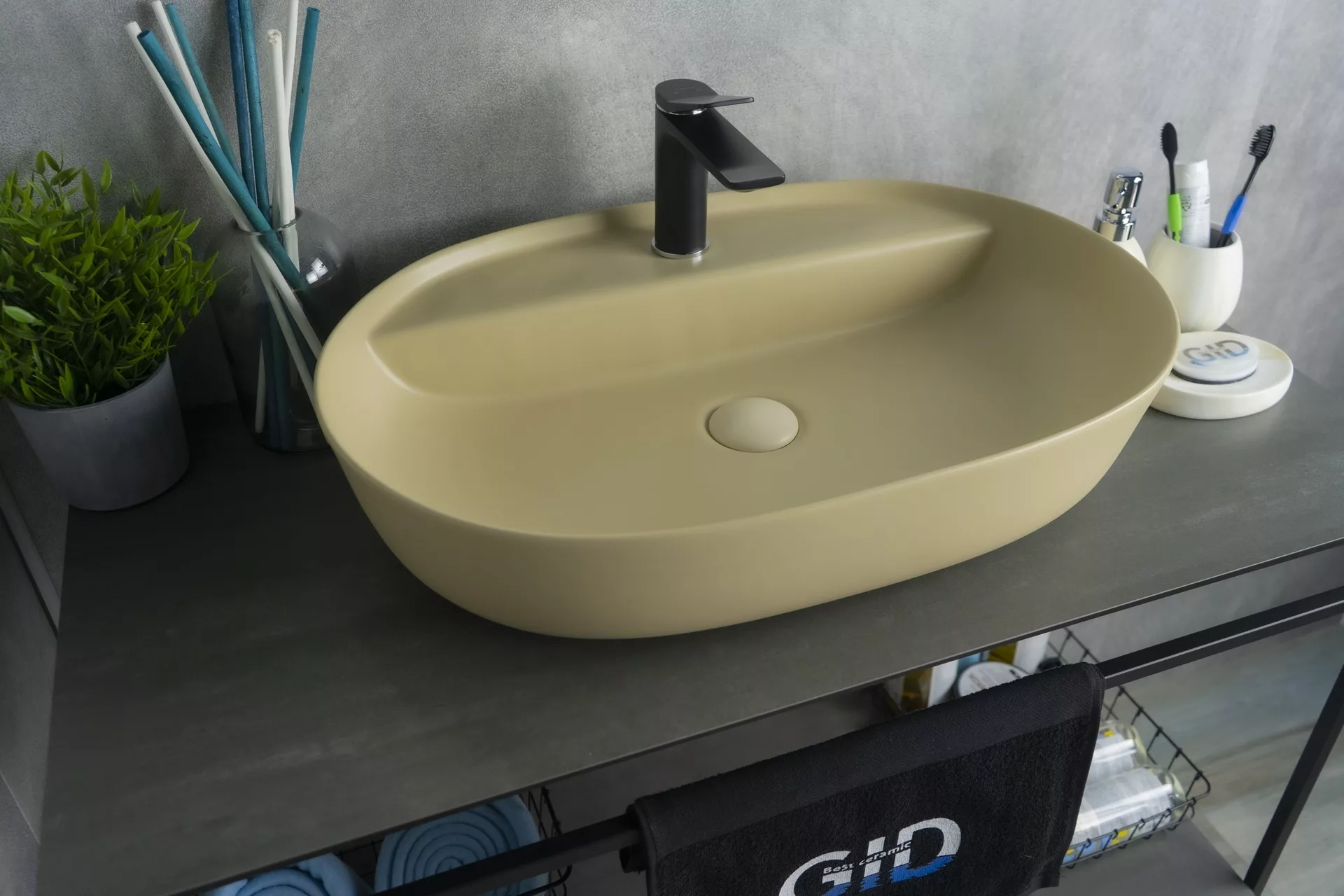 умывальник gid накладной sr1346 61x41 светло-коричневый матовый
