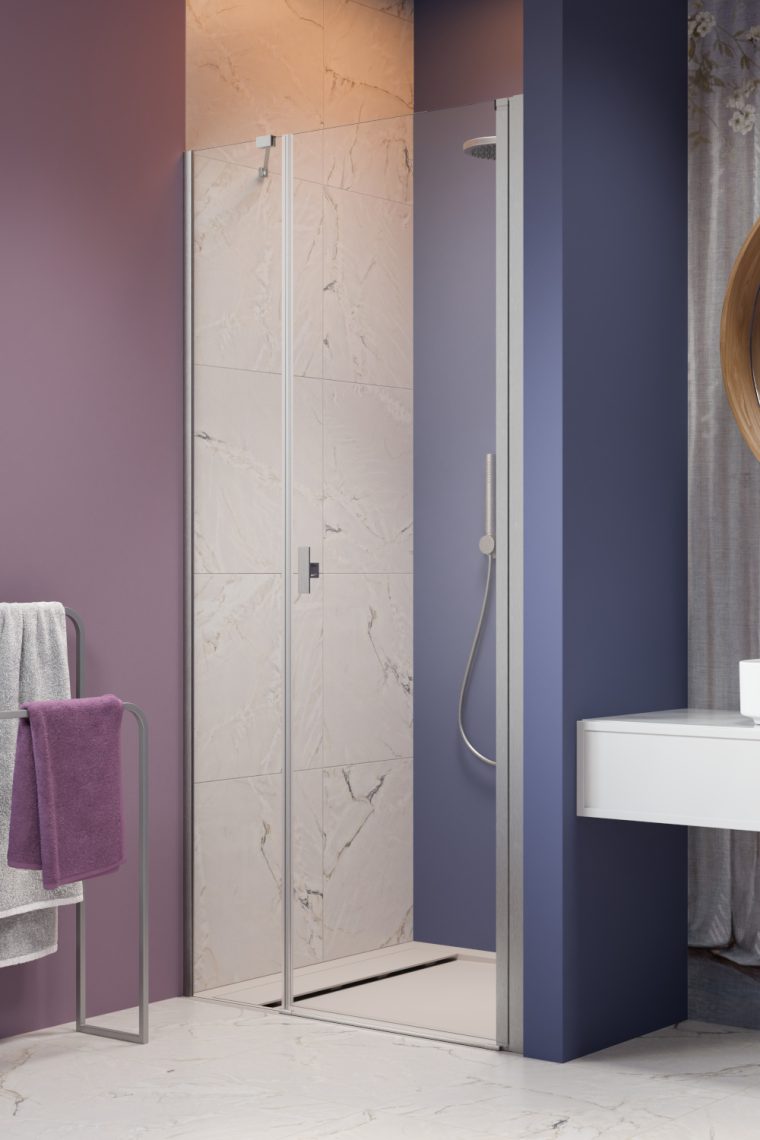 душевая дверь radaway nes brushed nickel dws 140x200 правая, стекла прозрачные, профиль брашированный никель