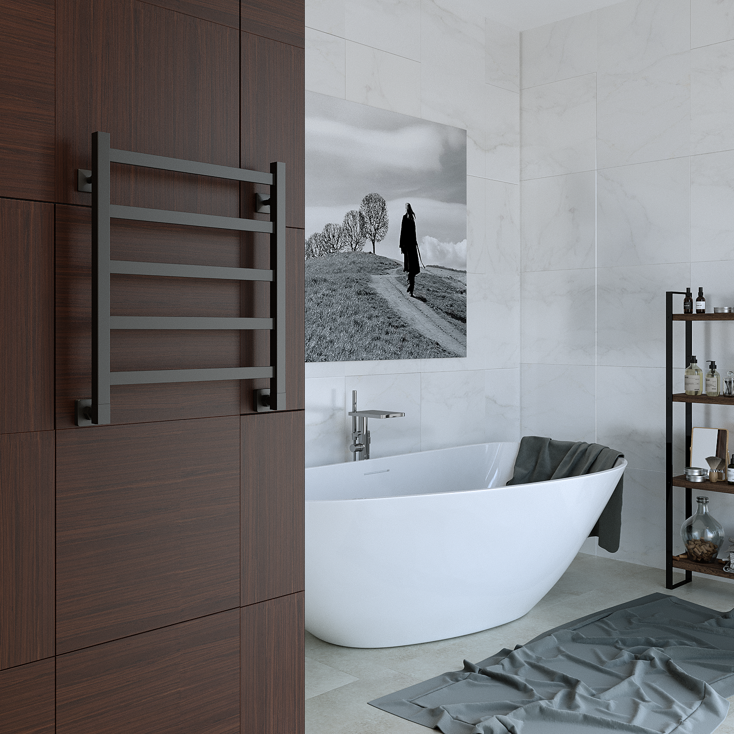 полотенцесушитель водяной stinox prestige 50x60 черный матовый