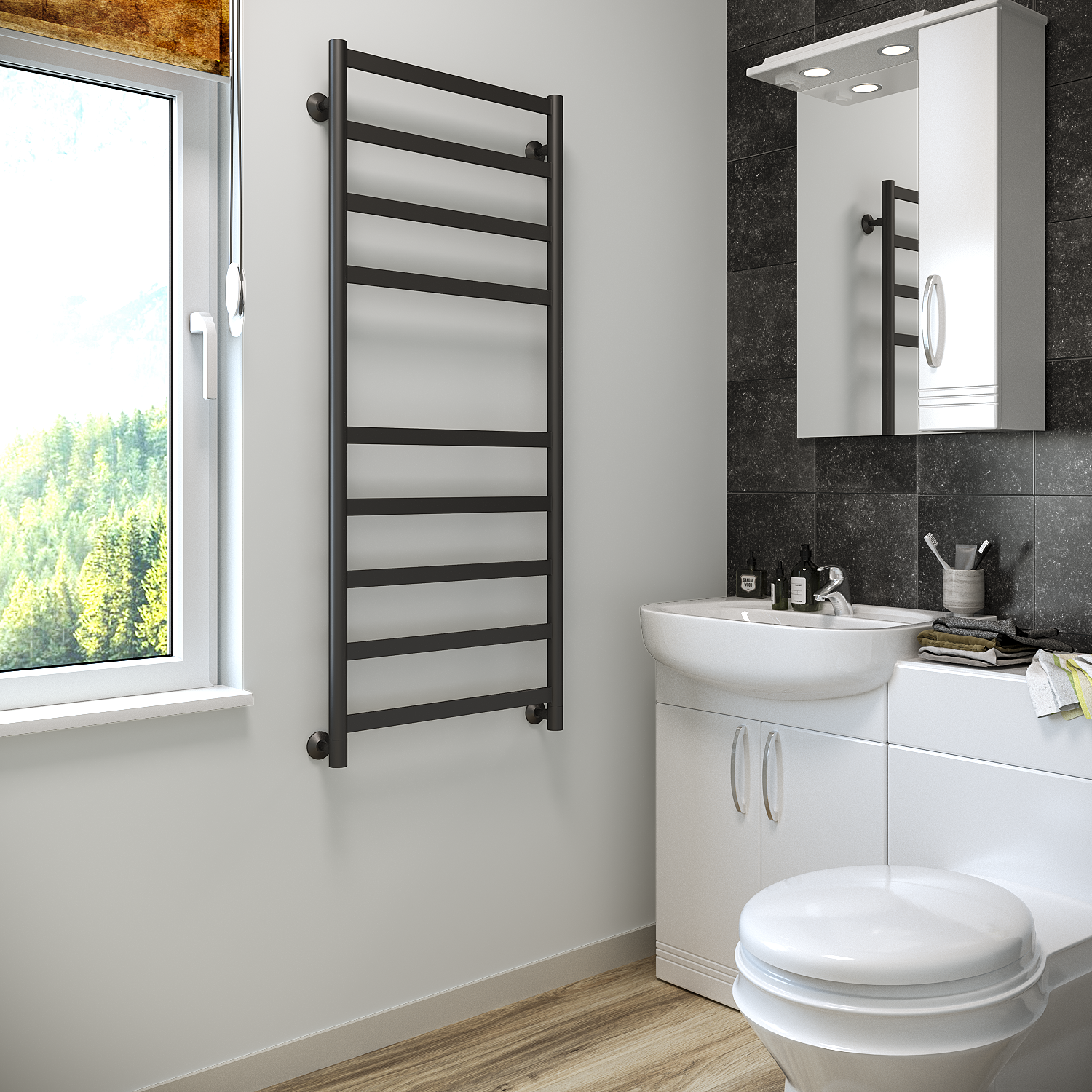 полотенцесушитель водяной stinox maxima 50x120 черный матовый