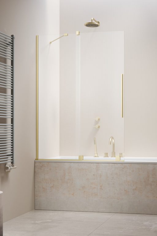 душевая шторка radaway furo brushed light gold pnd ii 150x150 левая, стекла прозрачные, профиль брашированное светлое золото