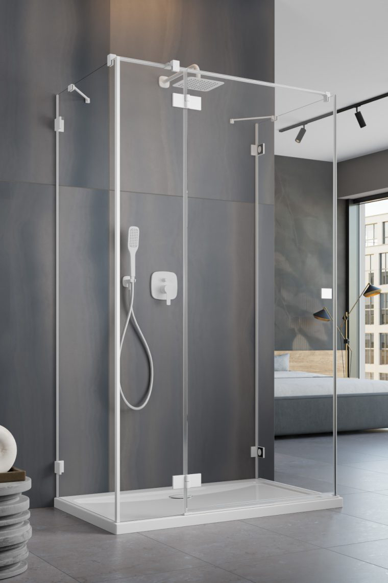 душевой уголок radaway essenza pro white kdj+s 120x100 правый, стекла прозрачные, профиль белый