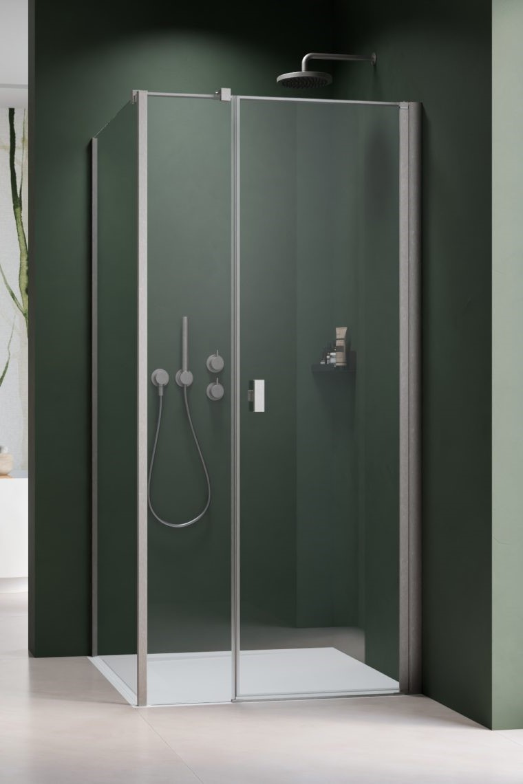 душевой уголок radaway nes brushed nickel kds i 120x100 правый, стекла прозрачные, профиль брашированный никель