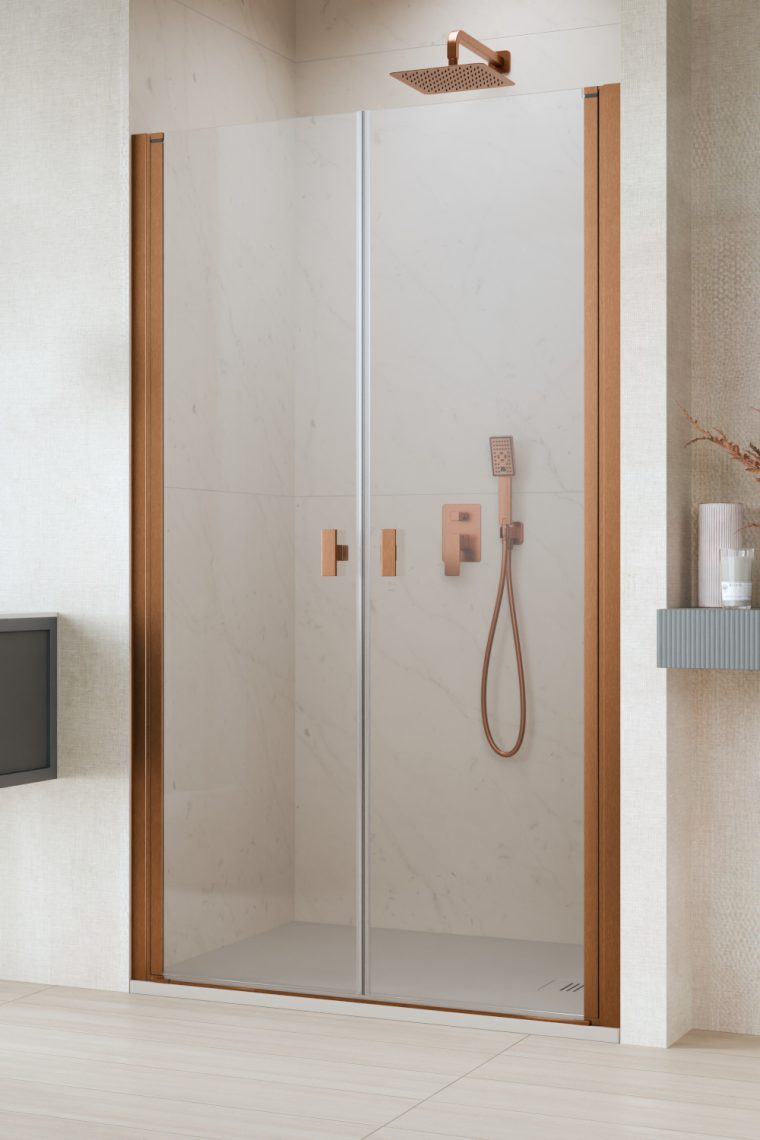 душевая дверь radaway nes brushed copper dwd i 70x200 стекла прозрачные, профиль брашированная медь
