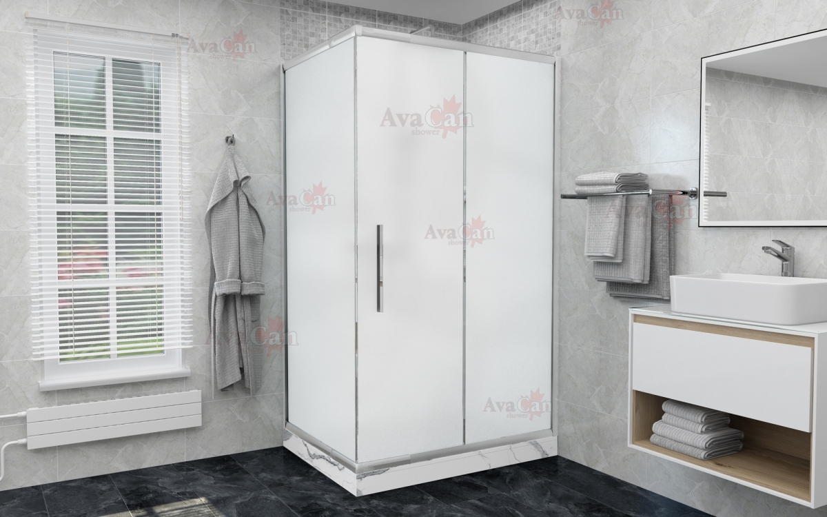 душевой уголок avacan fс 140-160 + sс80 mt ava 140-160x80 стекла матовые, профиль хром