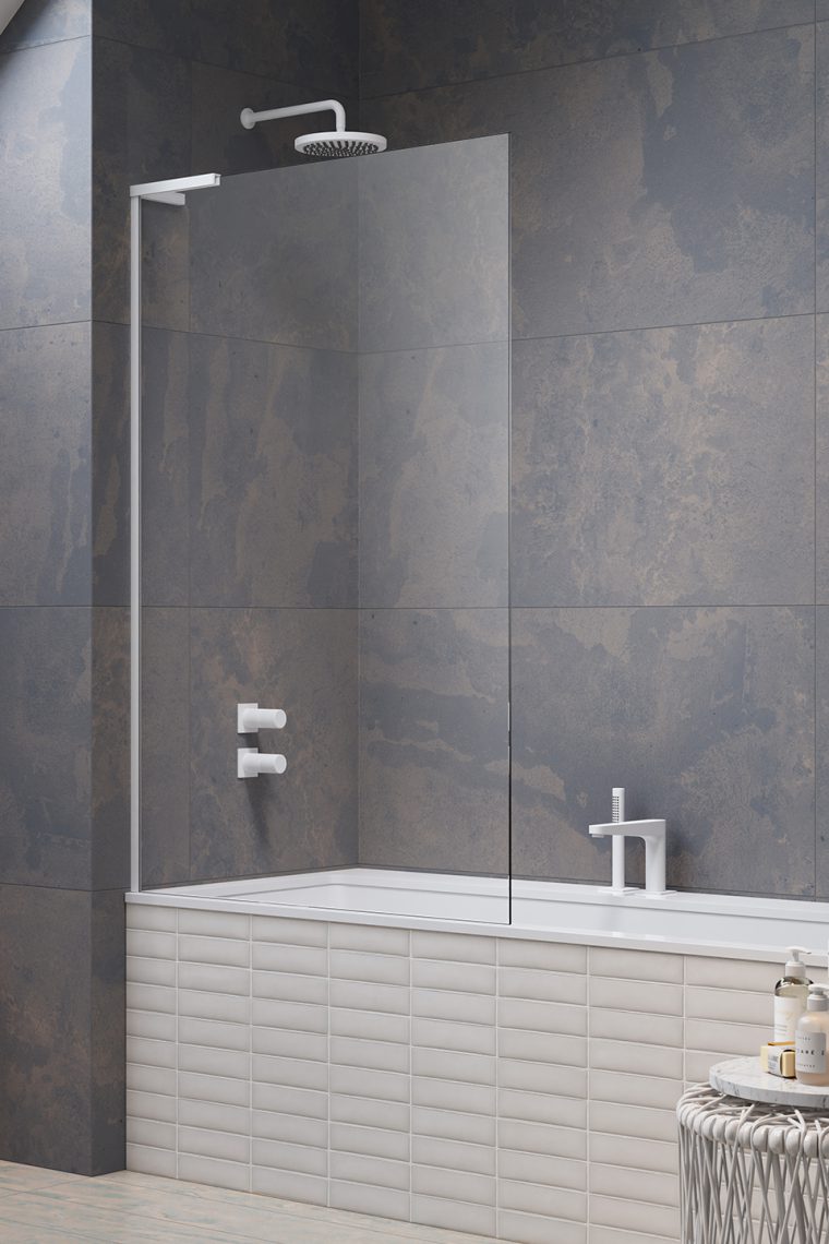 шторка на ванну radaway modo sl white pnj ii 60x150 левая, стекла прозрачные, профиль белый