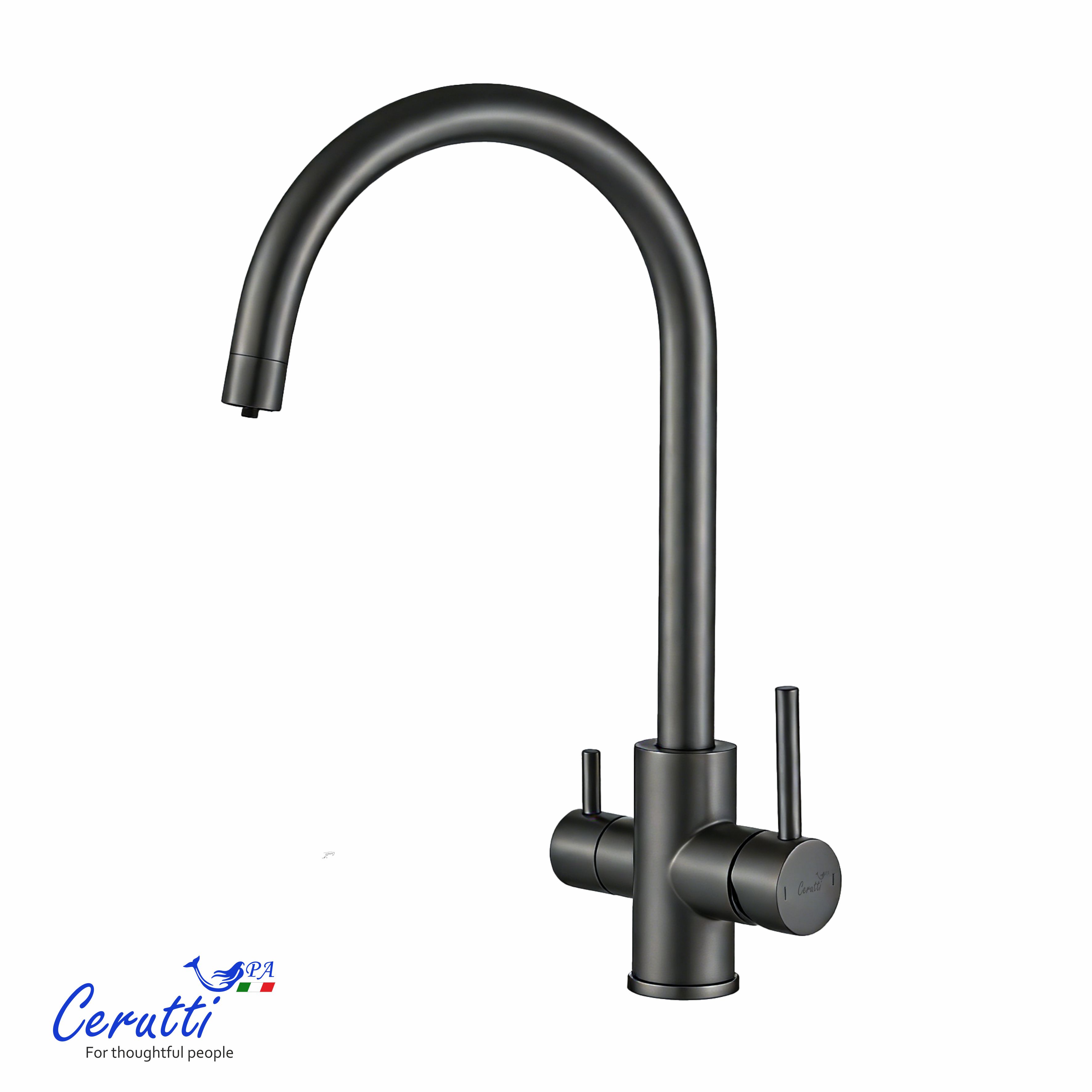 смеситель для кухни ceruttispa aniello gg ct12090 графит