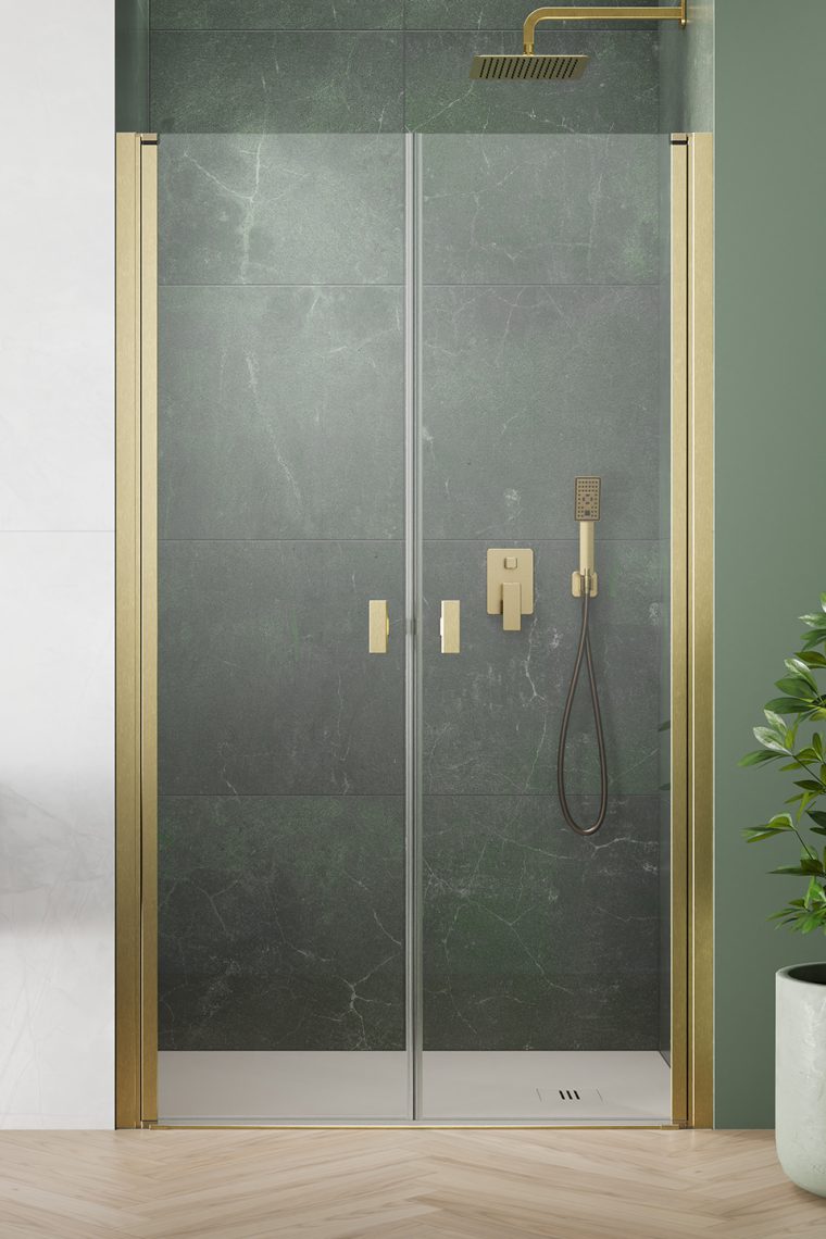 душевая дверь radaway nes brushed gold dwd i 120x200 стекла прозрачные, профиль брашированное золото