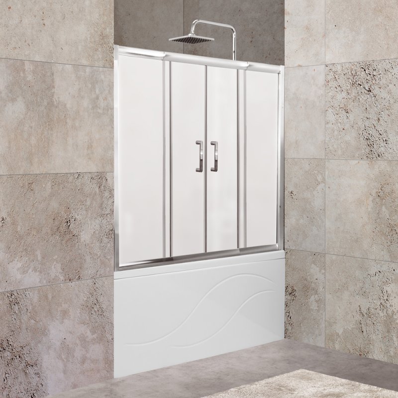 шторка на ванну belbagno unique-vf-2-150/180-140-m-cr (150-180)x140 стекла матовые