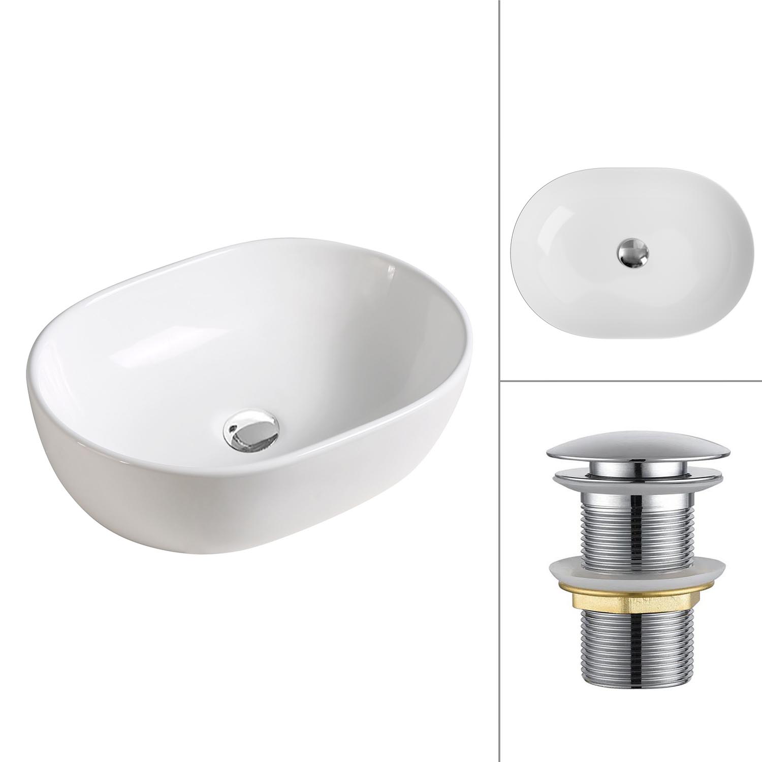 умывальник roxen tim 570165 47,5x34 с донным клапаном pd02ch хром