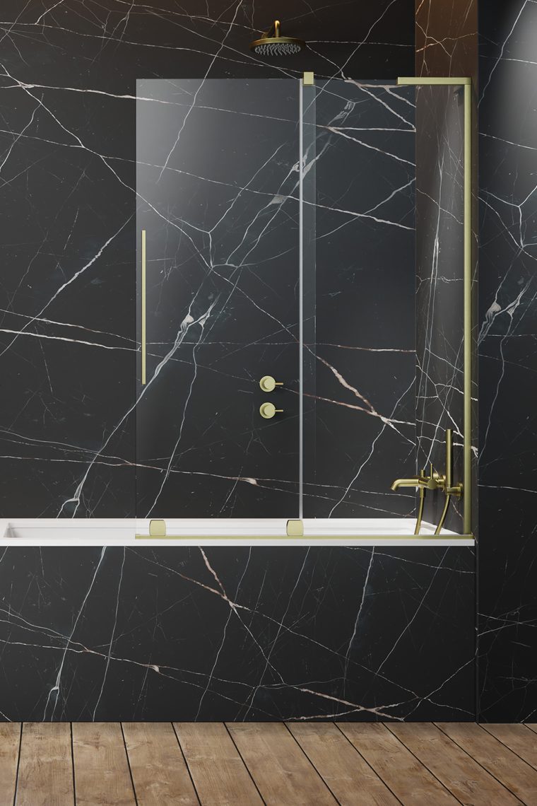 шторка на ванну radaway furo sl brushed gold pnd ii r 120x150 стекла прозрачные, профиль брашированное золото