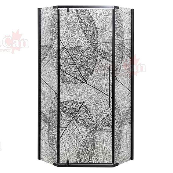 душевой уголок avacan pb 100 ava 100x100 стекла с рисунком, профиль черный