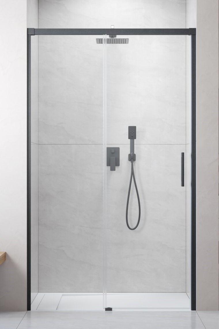 душевая дверь radaway idea brushed gunmetal dwj 150x200,5 левая, стекла прозрачные, профиль брашированная оружейная сталь