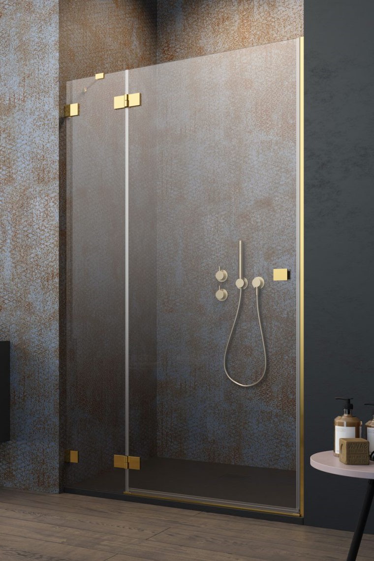 душевая дверь radaway essenza pro 8 gold dwj 100x200 левая, стекла прозрачные, профиль золото
