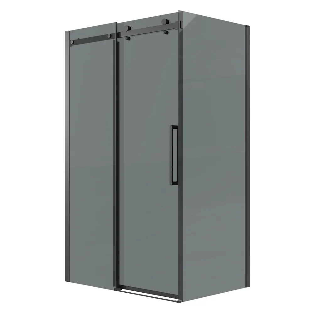 душевой уголок grossman classic 110x100 стекла тонированные, профиль черный