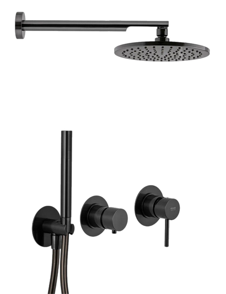 душевая система скрытого монтажа remer x style x96s02ocfp черный брашированный хром