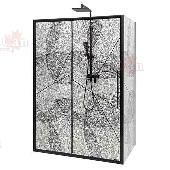 душевой уголок avacan fb 160-180+ sb 100 ava 160-180x100 стекла с рисунком, профиль черный