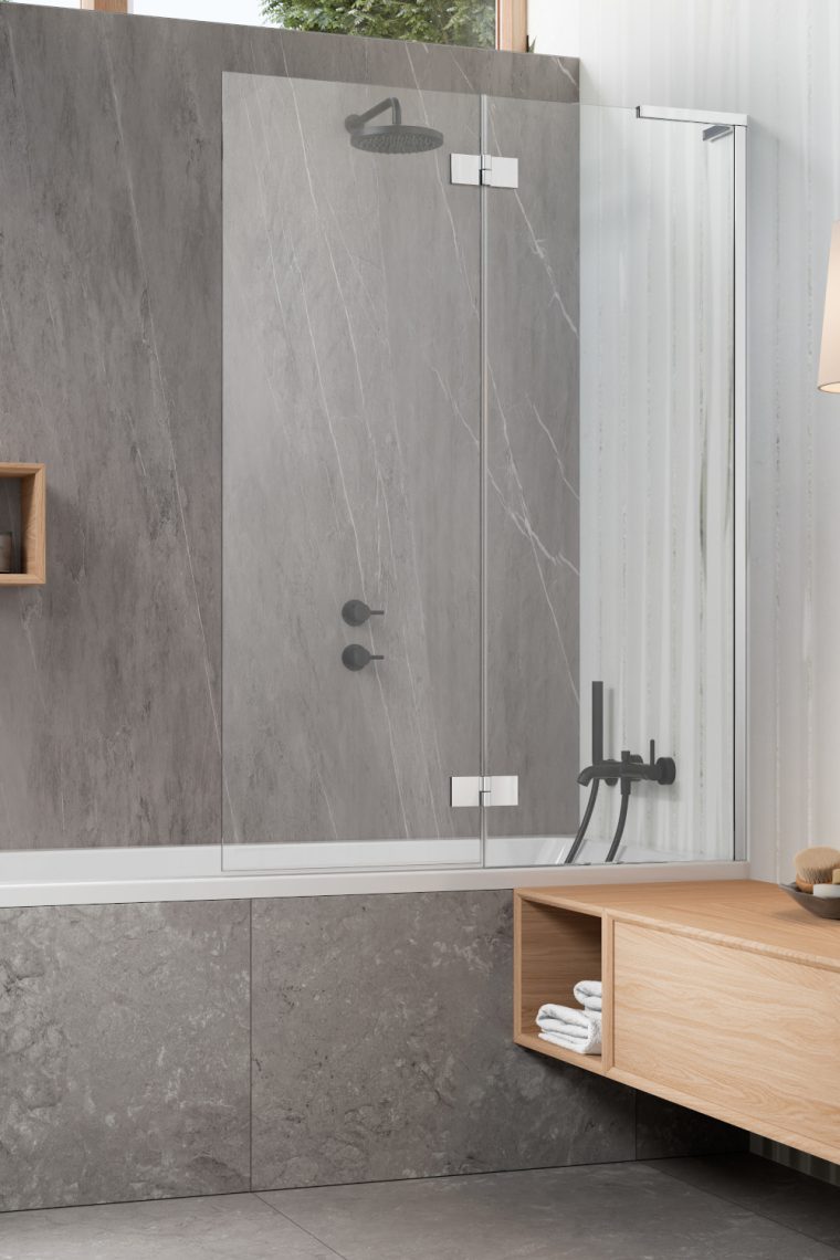 шторка на ванну radaway essenza 8 sl pnd ii 140x150 правая, стекла прозрачные, профиль хром