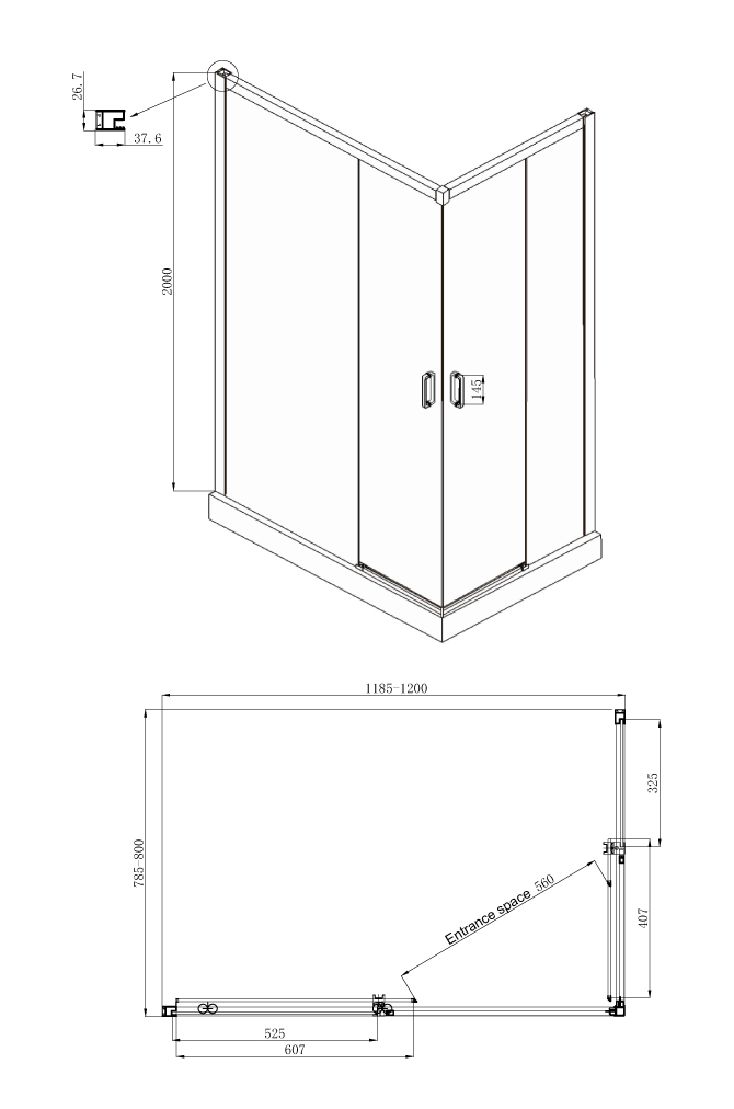 Душевой уголок Gutewetter Practic Square GK-433 108x108 (матовый хром/полистирол lines) фото 3 душевой уголок gutewetter practic square gk-433 108x108 (матовый хром/полистирол lines) фото 3