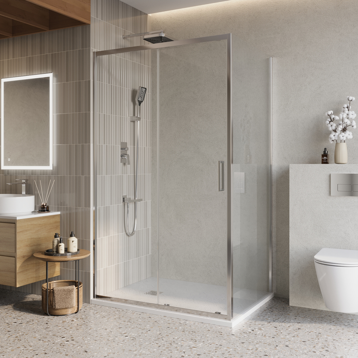душевой уголок belbagno luce-ah-1-120/90-c-cr, 120 х 90 см, стекло прозрачное / профиль хром