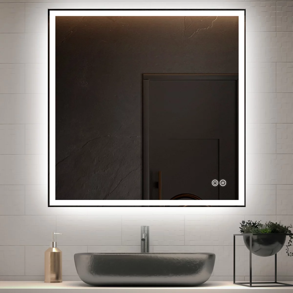 зеркало vincea led vlm-3vn8008-2 80x80 с led подсветкой и антизапотеванием