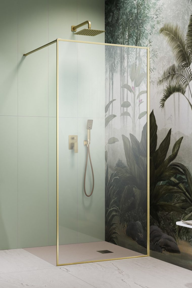 душевой уголок radaway modo f brushed gold ii 130x200 стекла прозрачные, профиль брашированное золото