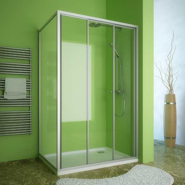 душевой уголок gutewetter practic rectan gk-403 130x110 (матовый хром/стекло бесцветное)