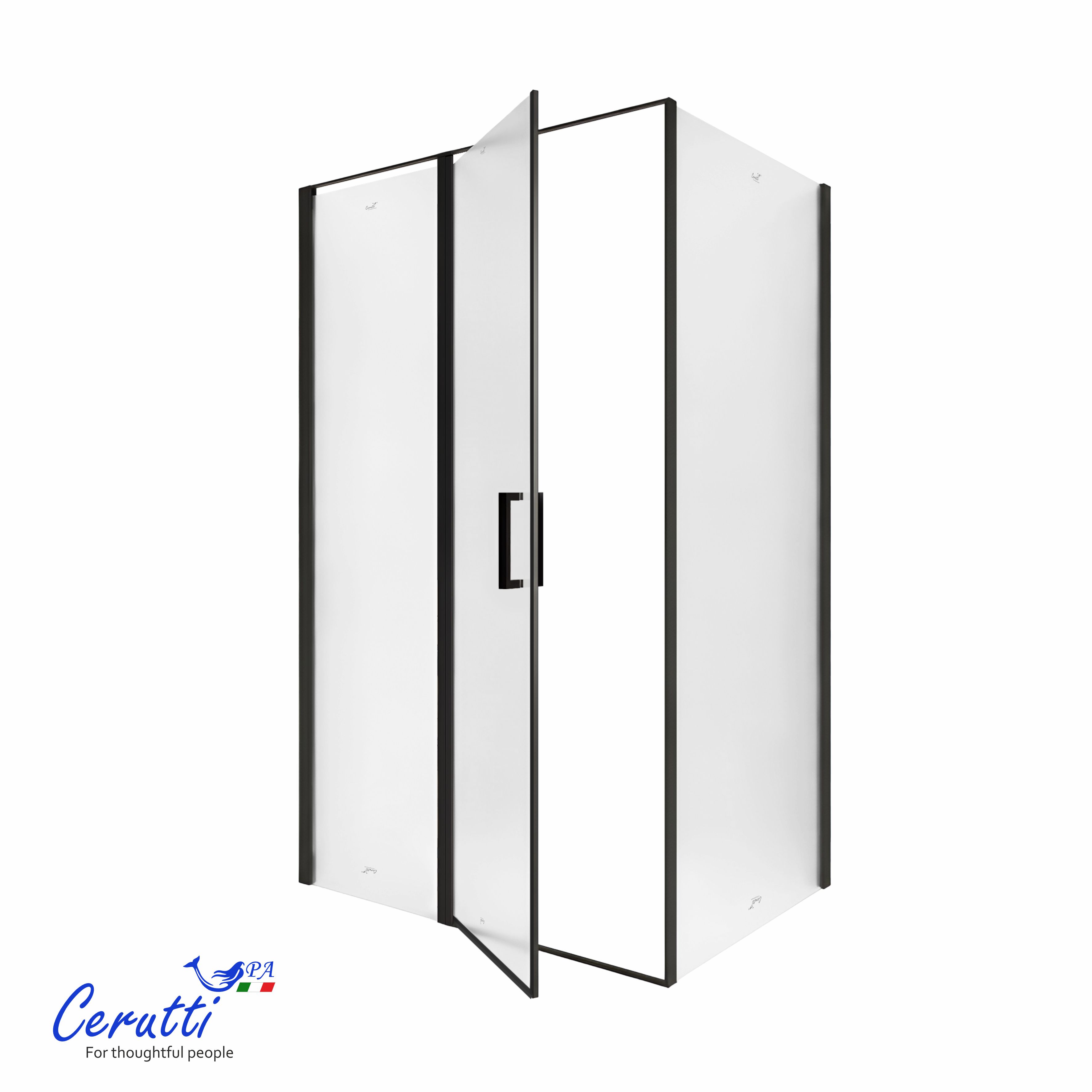 душевой уголок ceruttispa victoria120bf 120x90 стекла матовые, профиль черный