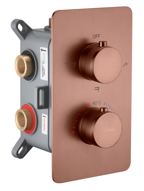 смеситель скрытого монтажа для душа boheme cell brushed bronze 134-3-brb с термостатом, брашированная бронза