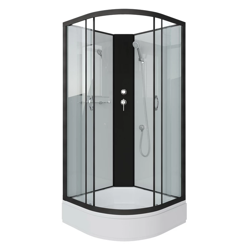 душевая кабина niagara classic ng-6702-14bk 100x100 без крыши, стекла прозрачные, профиль черный