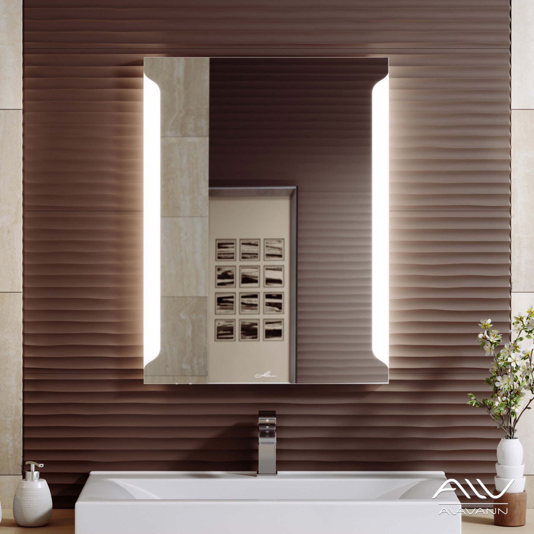 зеркало alavann teneri 70x80 с led-подсветкой и кнопочным выключателем