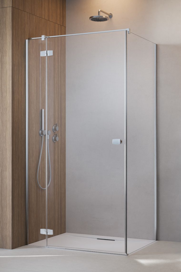 душевой уголок radaway fuenta kdj 90x75 правый, стекла прозрачные, профиль хром