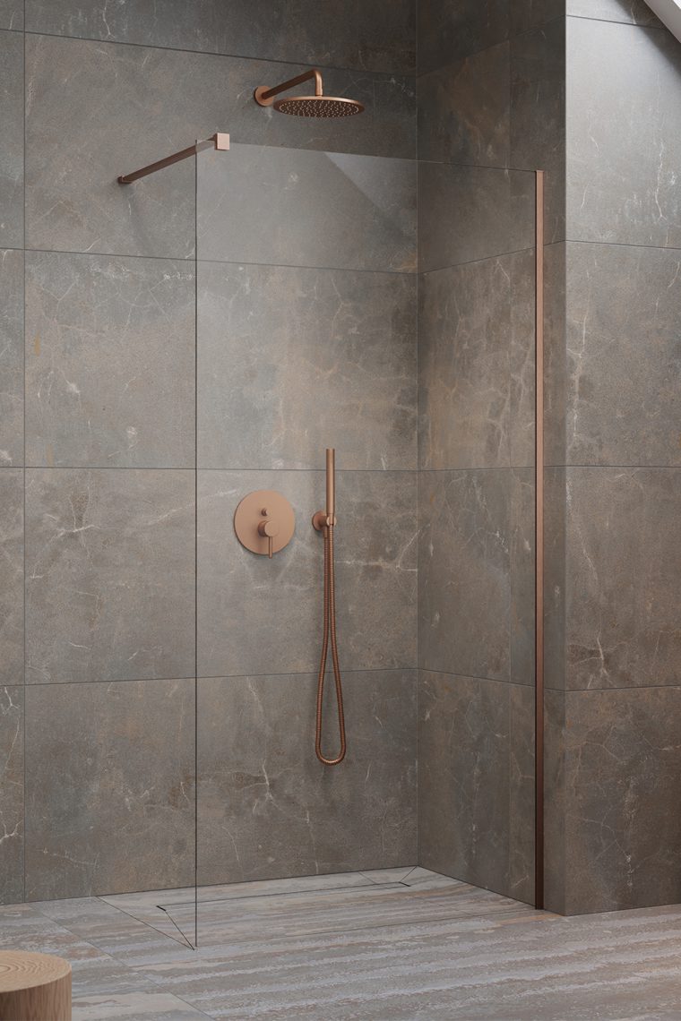 душевой уголок radaway modo new brushed copper ii 95x200 стекла прозрачные, профиль брашированная медь