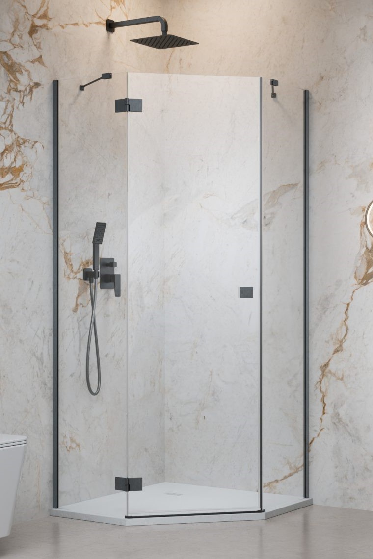 душевой уголок radaway essenza 8 brushed gunmetal ptj 80x80 левый, стекла прозрачные, профиль брашированная оружейная сталь