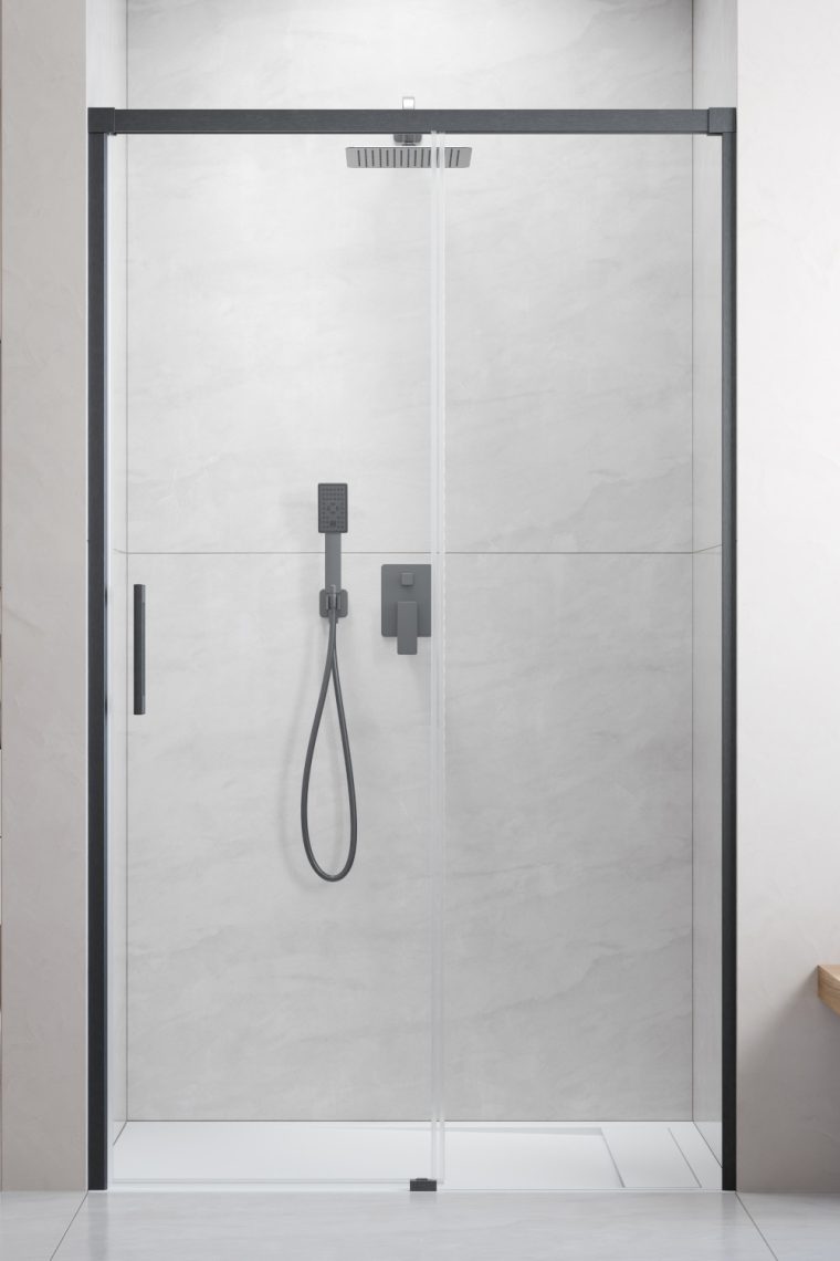 душевая дверь radaway idea brushed gunmetal dwj 140x200,5 правая, стекла прозрачные, профиль брашированная оружейная сталь
