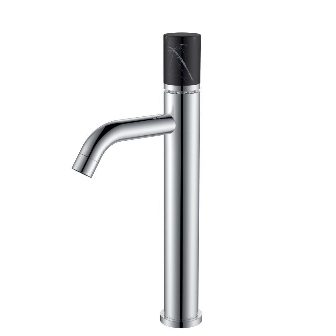смеситель для умывальника boheme stick 122-cr-mr-b chrome mramor black, хром / черный мрамор