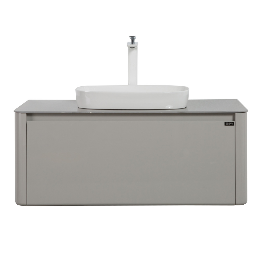 тумба с умывальником и столешницей black&white universe u915.1000 glossy light grey