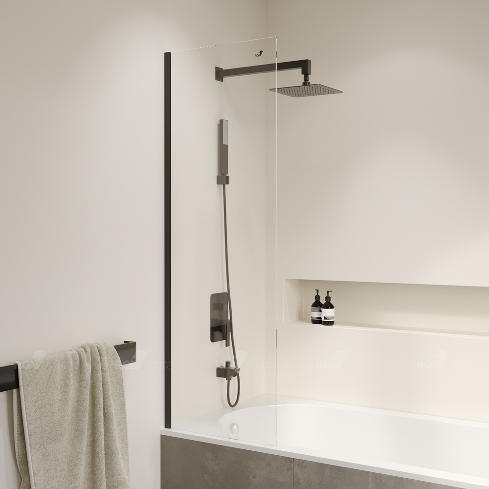 душевая шторка rgw sc-056b 40x150 стекла прозрачные, профиль черный