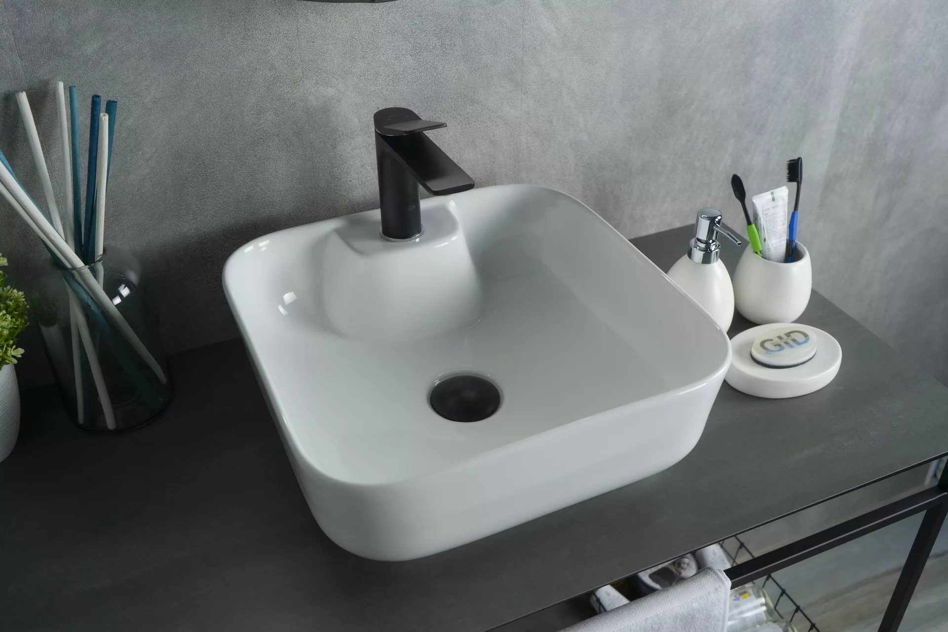 умывальник накладной gid n9443 41x41 белый