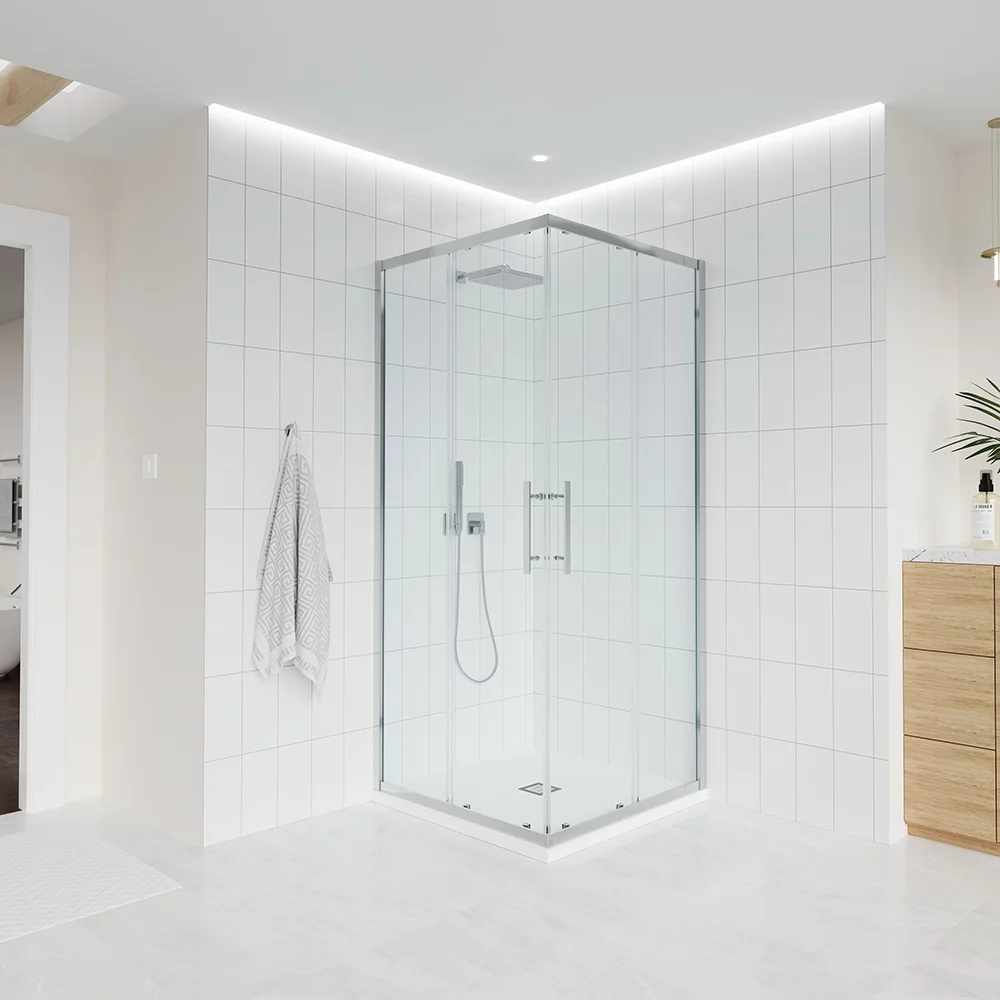 душевой уголок veconi evo 300 ch 100x100 прозрачные стекла / профиль хром