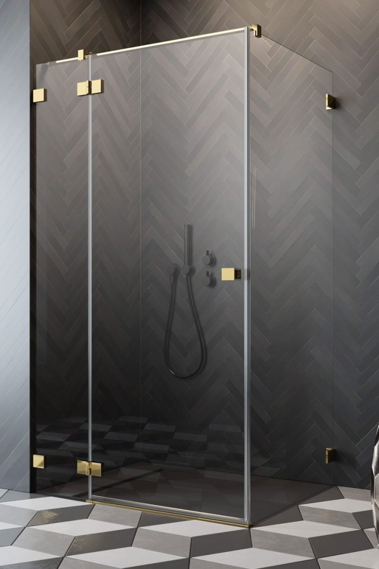 душевой уголок radaway essenza pro 8 gold kdj 100x120 левый, cтекла прозрачные, профиль золото
