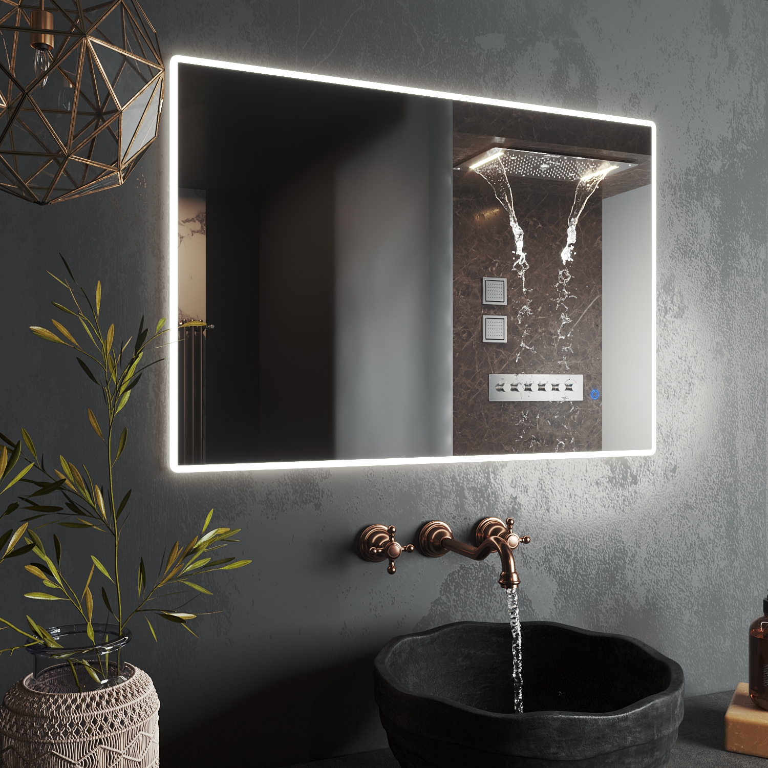 зеркало roxen gotem long 120x70 с led подсветкой