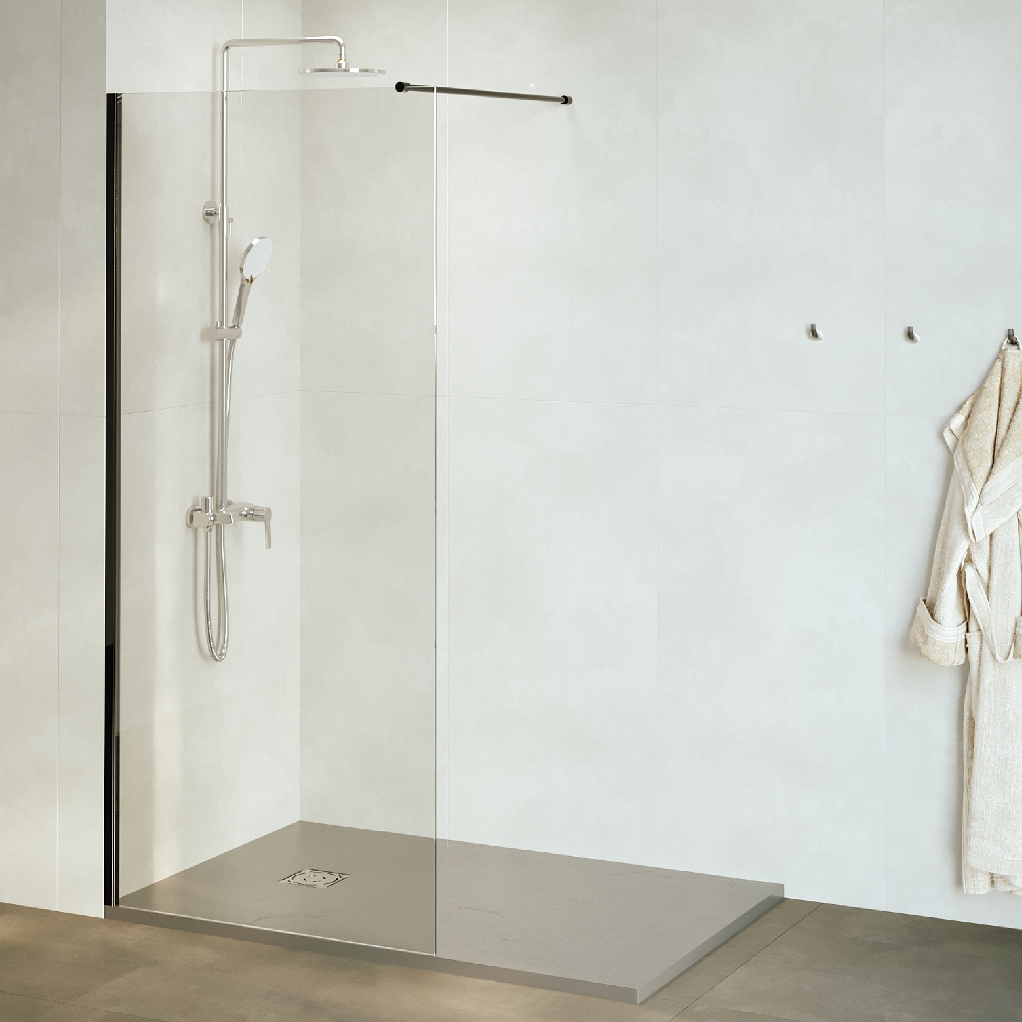 душевой уголок rgw walk in wa-010 b 130x195 стекла прозрачные, профиль черный