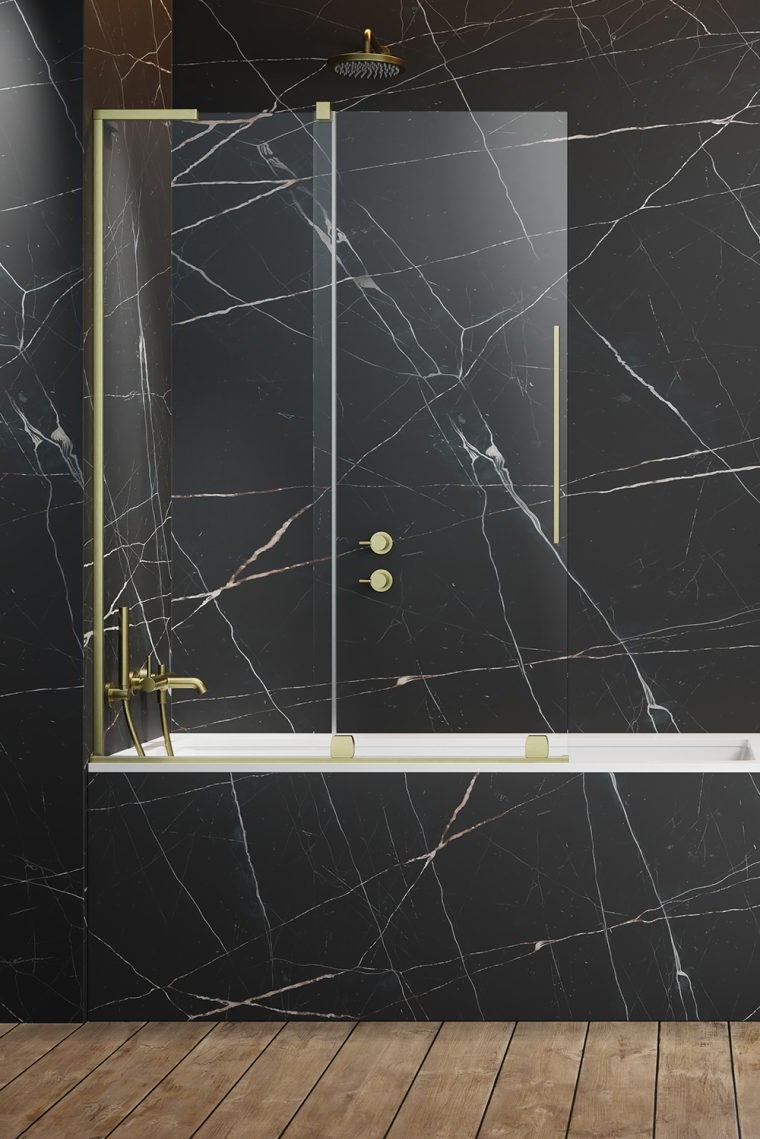 шторка на ванну radaway furo sl brushed gold pnd ii l 110x150 стекла прозрачные, профиль брашированное золото